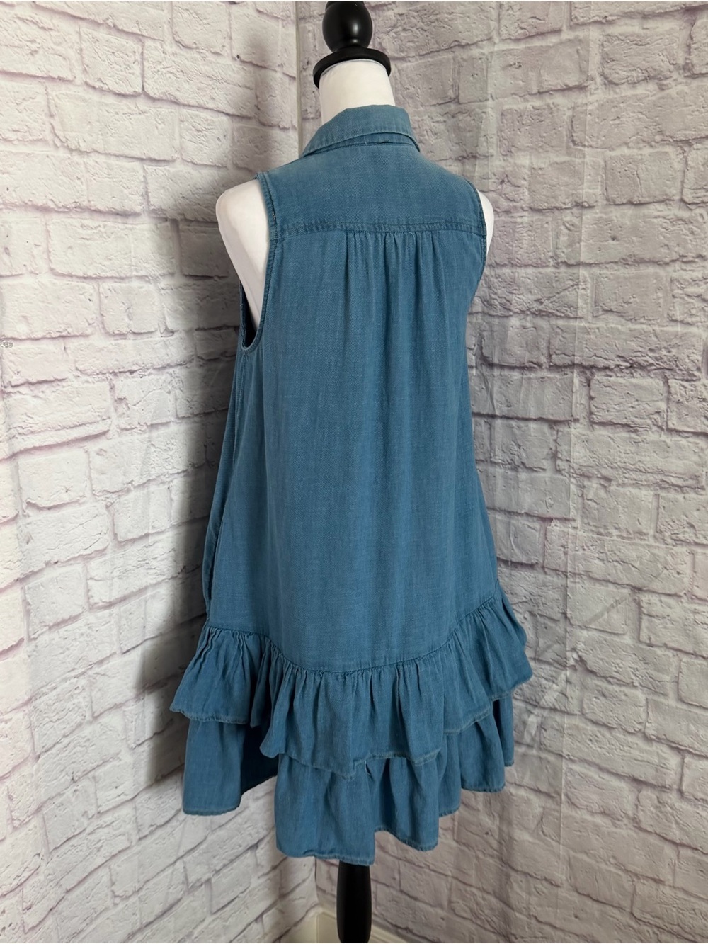 By Antropologie Pilcro Sleeveless Flounce Mini Shirt Dress - Picture 6 of 12
